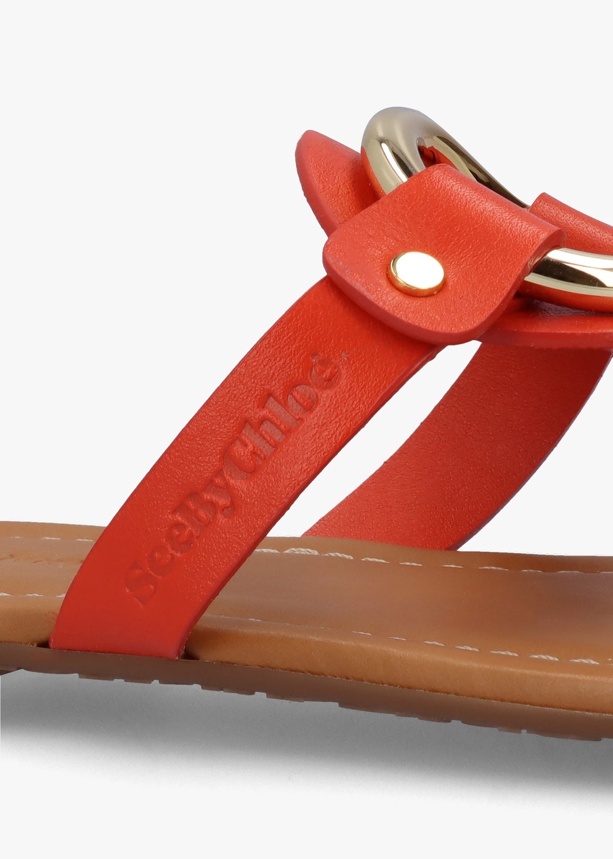 Hana Dark Orange Leather Toe Post Sandals
