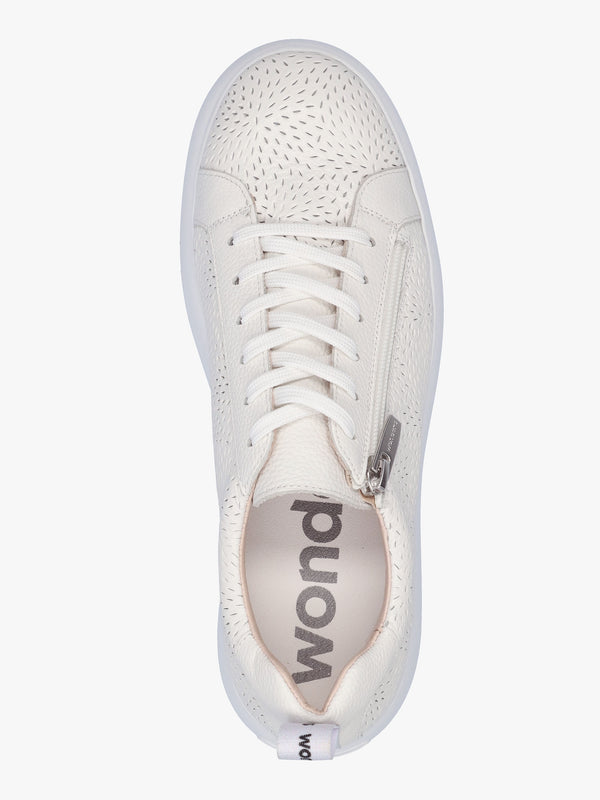 Woperf Off White Leather Perforated Trainers