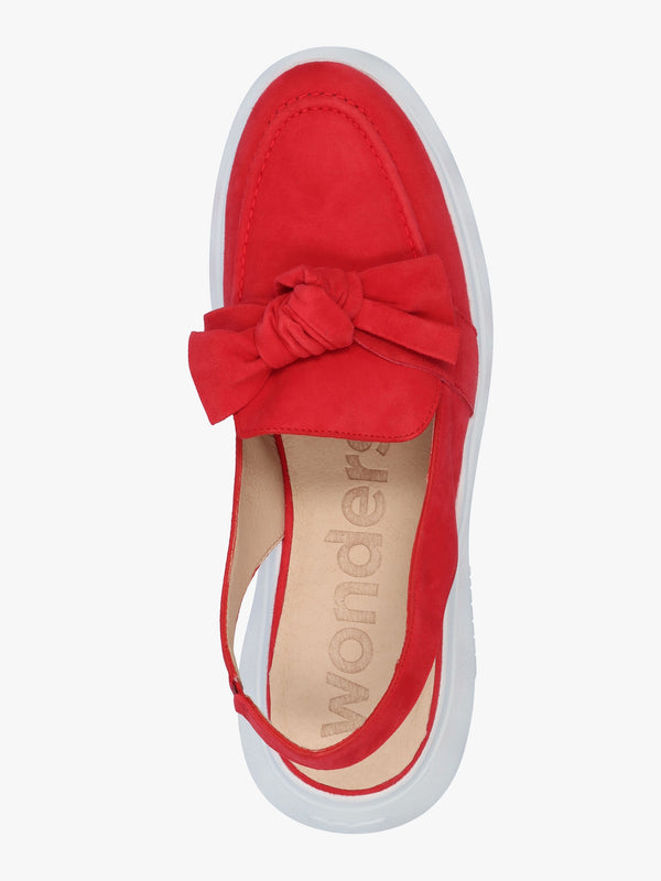 Winger Rojo Suede Knotted Sling Back Moccasins