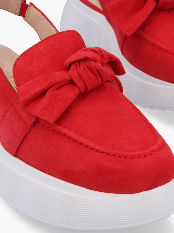 Winger Rojo Suede Knotted Sling Back Moccasins