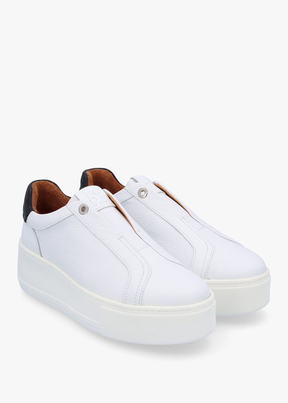 Auben White Leather Flatform Trainers