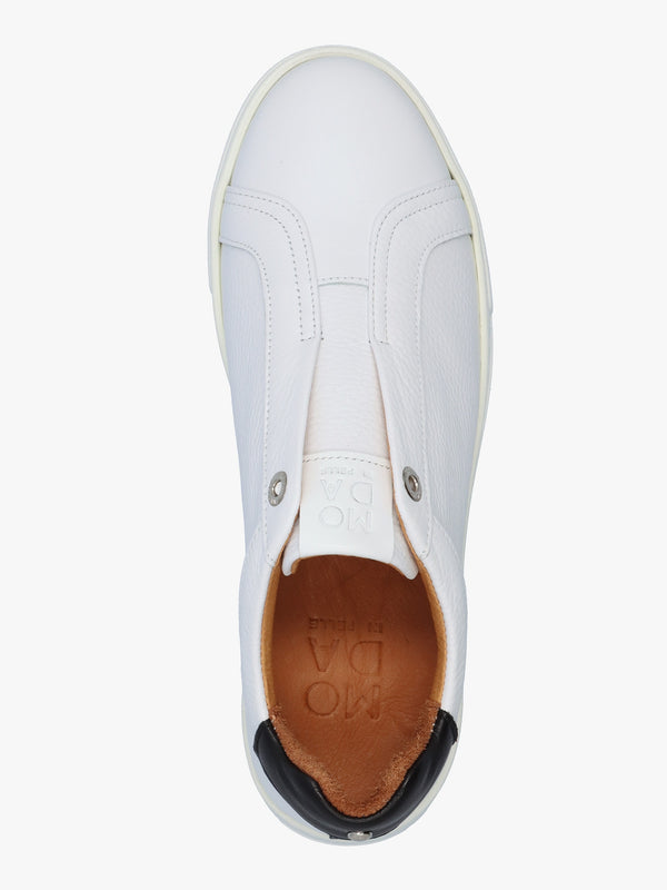 Auben White Leather Flatform Trainers