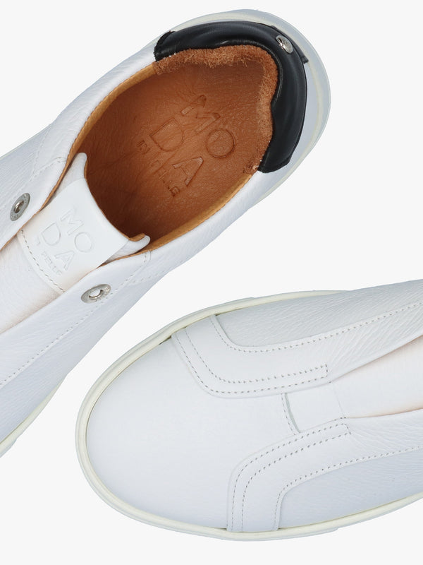 Auben White Leather Flatform Trainers