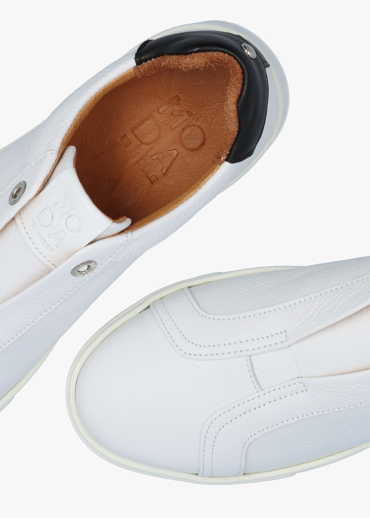 Auben White Leather Flatform Trainers