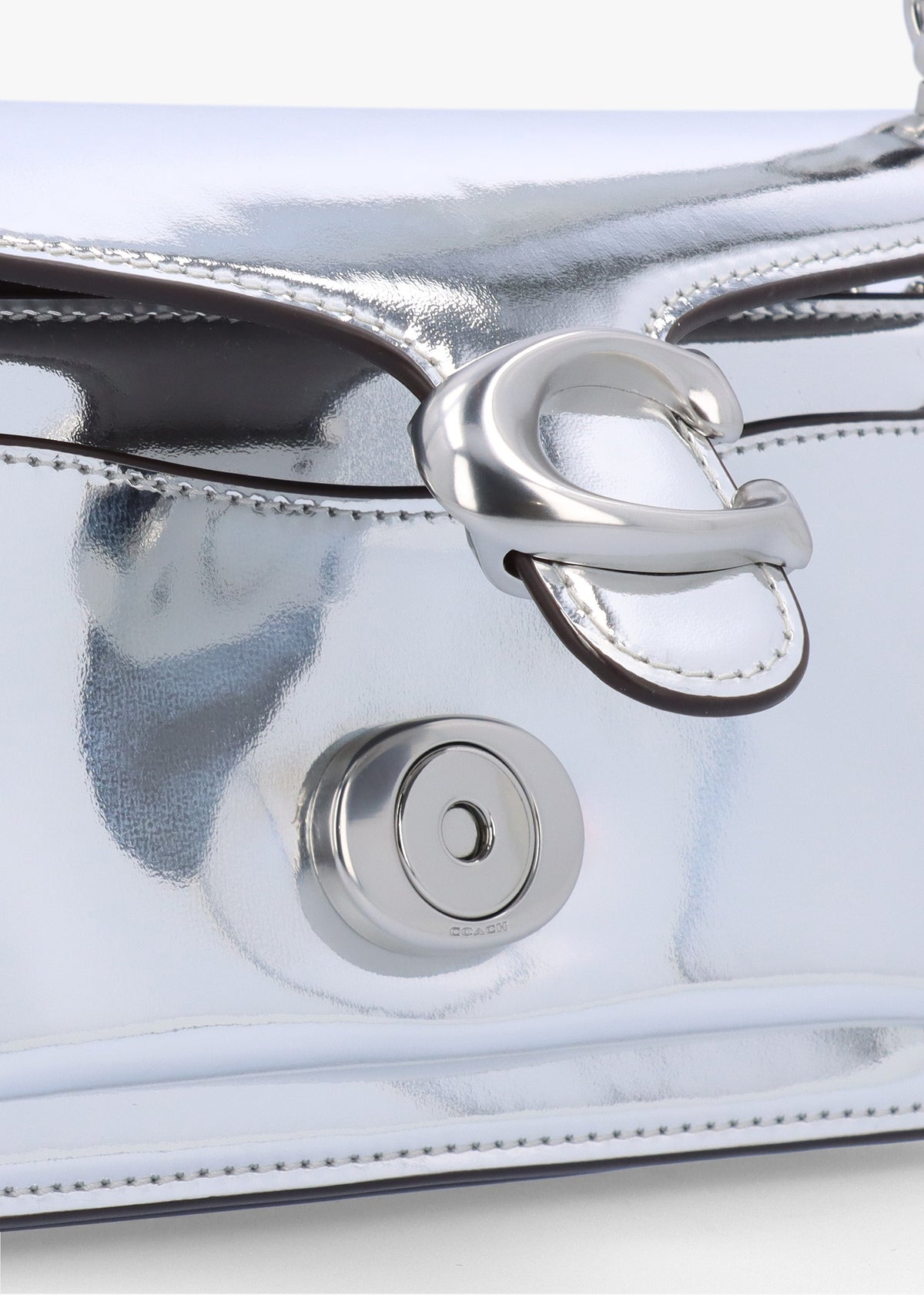 Tabby 20 Metallic Silver Leather Shoulder Bag