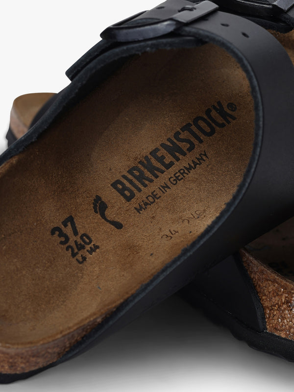 Arizona Black Natural Leather Two Bar Mules