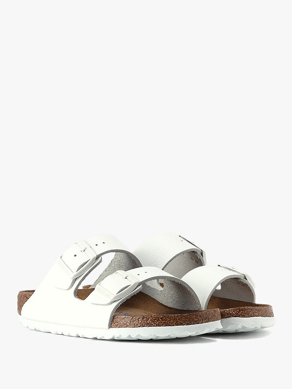 Arizona White Natural Leather Two Bar Mules