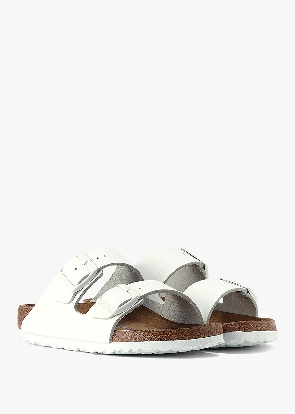 Arizona White Natural Leather Two Bar Mules