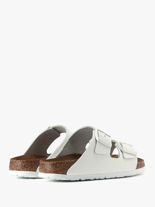 Arizona White Natural Leather Two Bar Mules