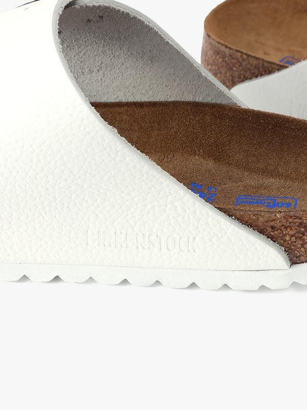 Arizona White Natural Leather Two Bar Mules