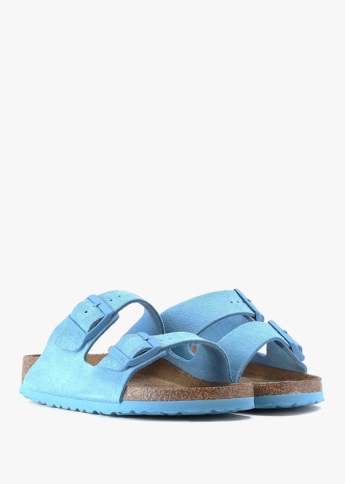 Arizona Soft Foot-Bed Sky Blue Suede Two Bar Mules