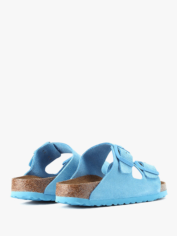 Arizona Soft Foot-Bed Sky Blue Suede Two Bar Mules