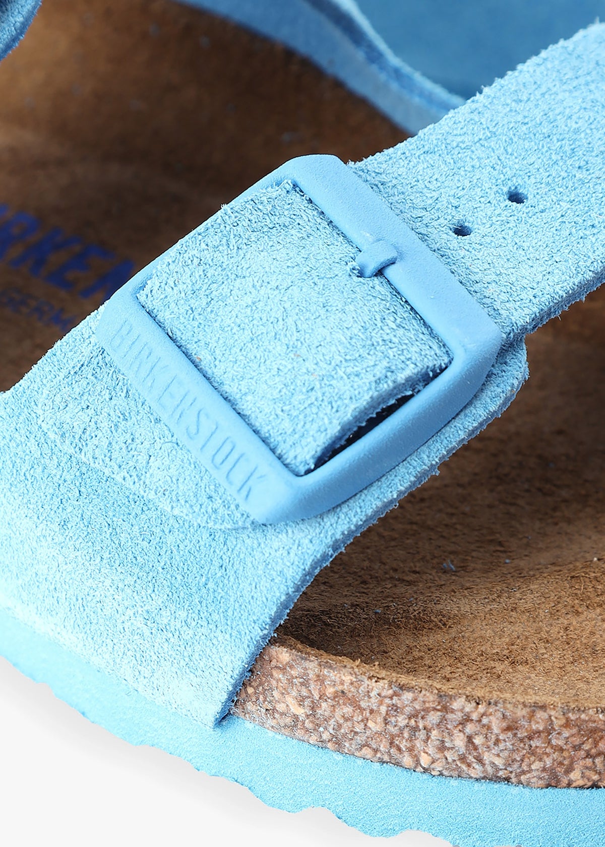 Arizona Soft Foot-Bed Sky Blue Suede Two Bar Mules
