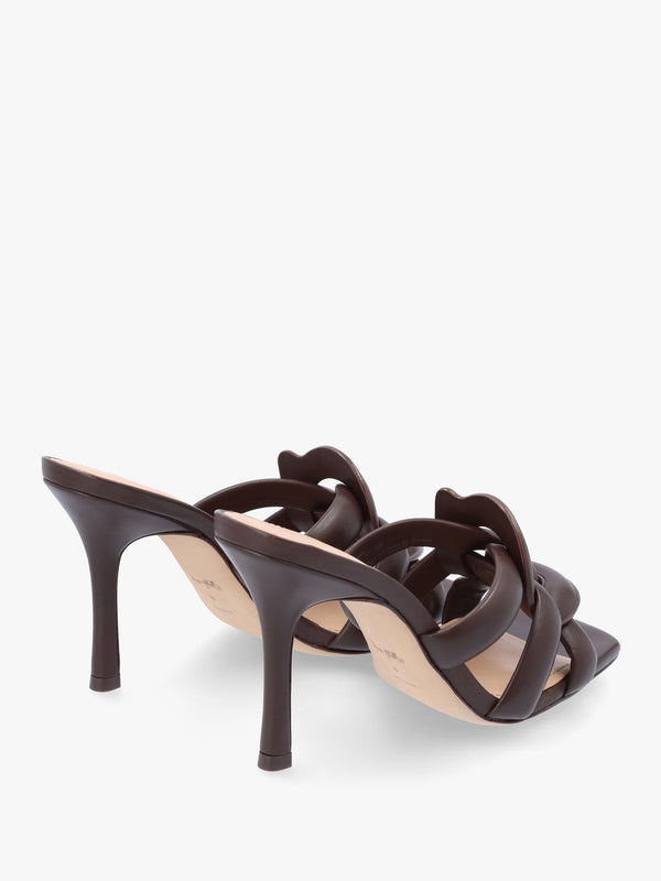 Kellie Maple Leather High Heel Mules