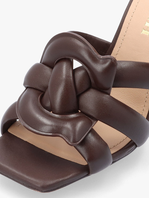 Kellie Maple Leather High Heel Mules