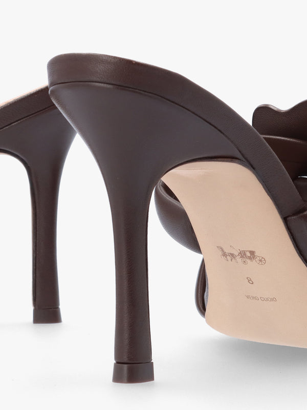 Kellie Maple Leather High Heel Mules