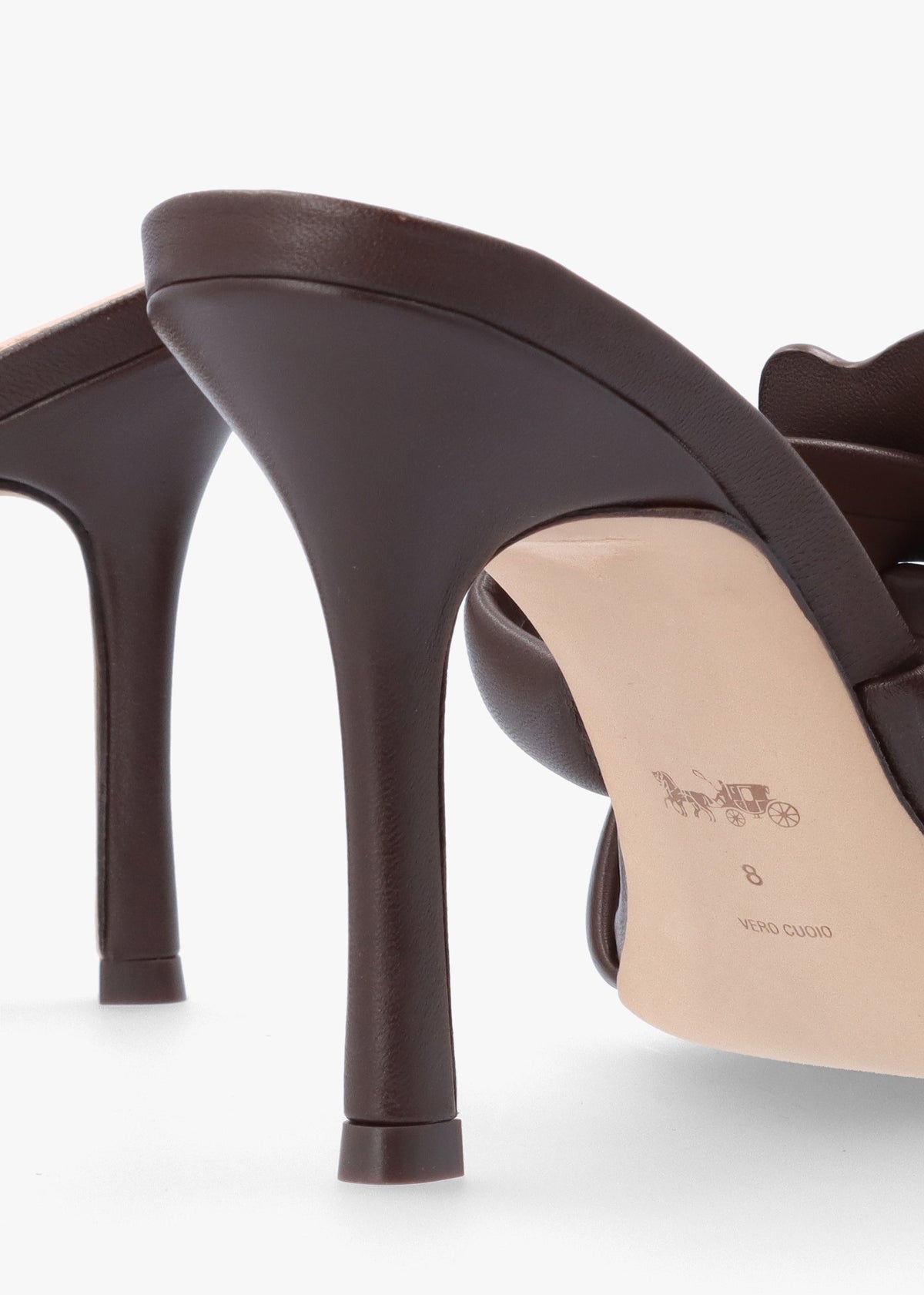 Kellie Maple Leather High Heel Mules