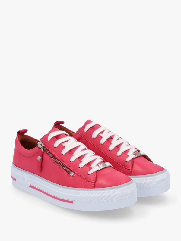 Filician Raspberry Leather Side Zip Trainers