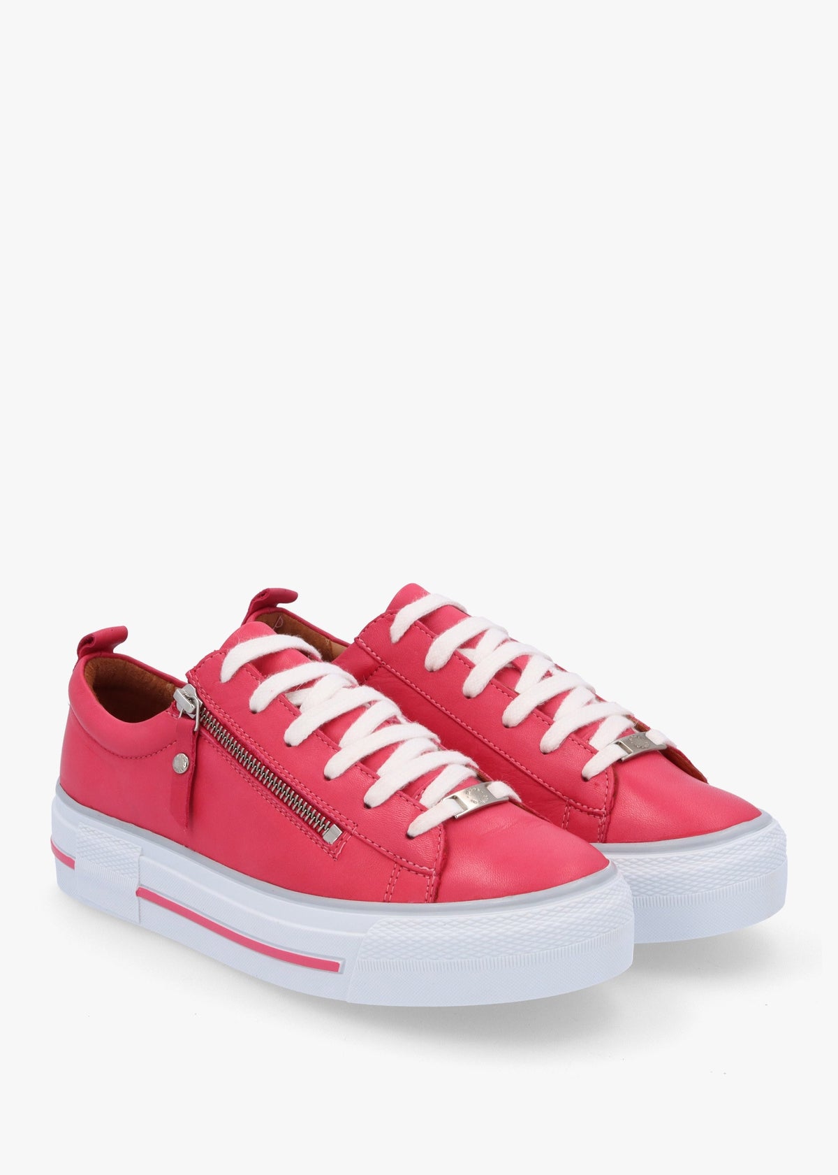 Filician Raspberry Leather Side Zip Trainers