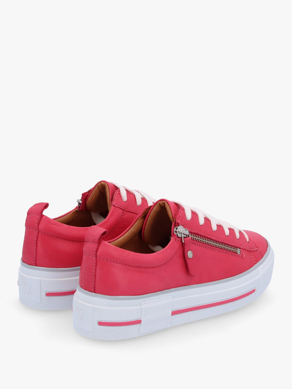 Filician Raspberry Leather Side Zip Trainers