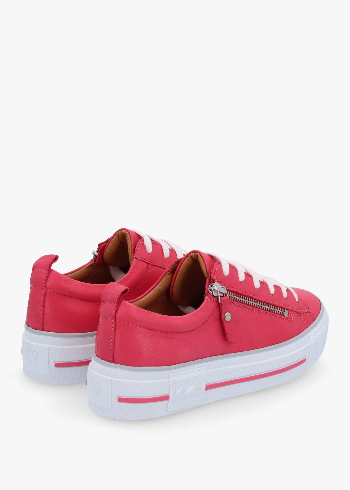 Filician Raspberry Leather Side Zip Trainers