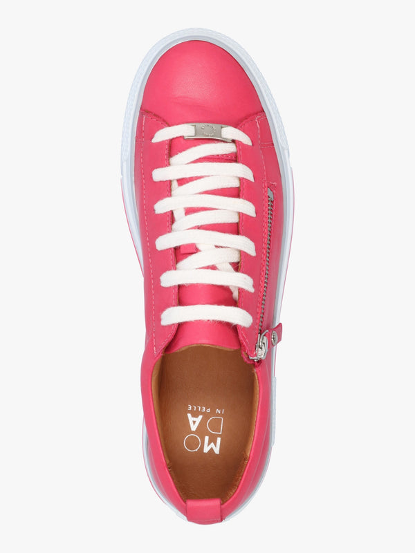 Filician Raspberry Leather Side Zip Trainers