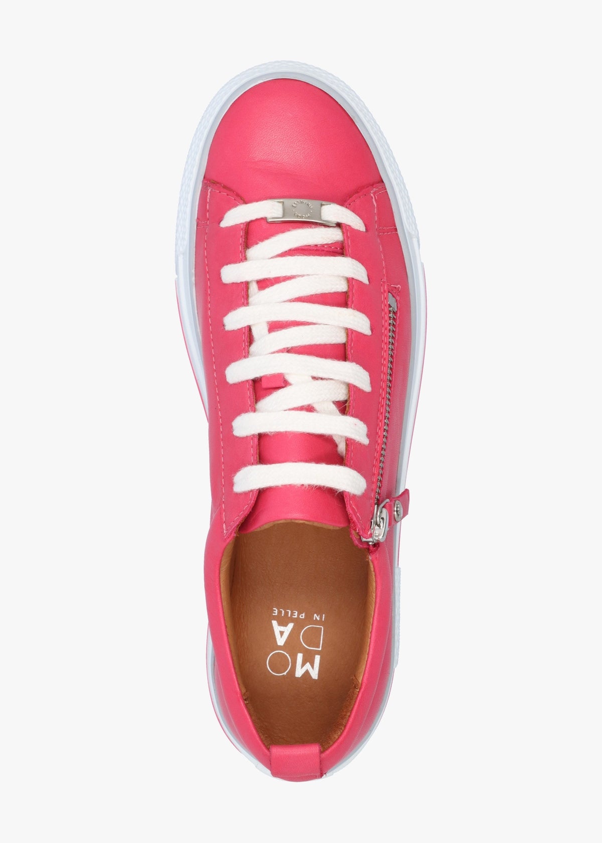 Filician Raspberry Leather Side Zip Trainers