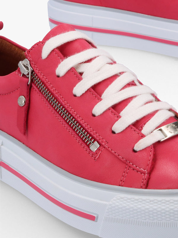 Filician Raspberry Leather Side Zip Trainers