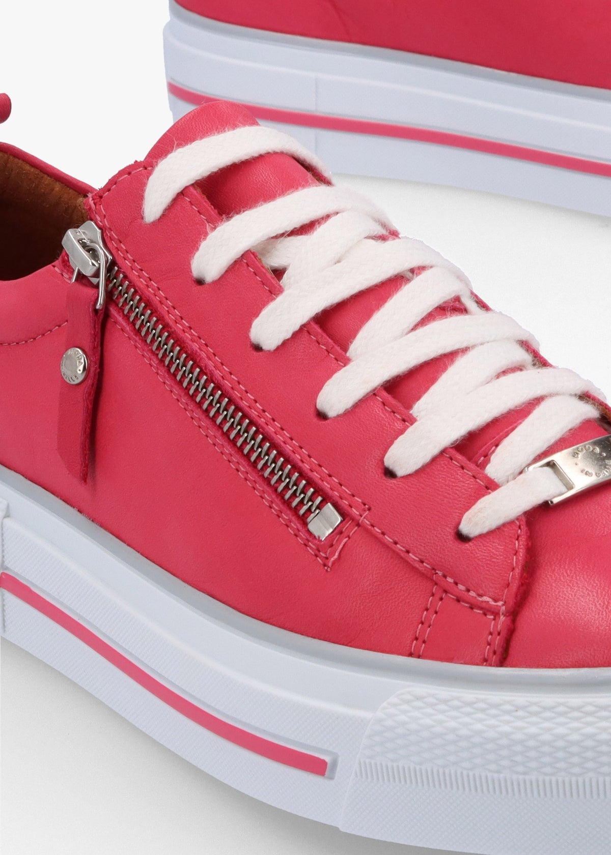 Filician Raspberry Leather Side Zip Trainers