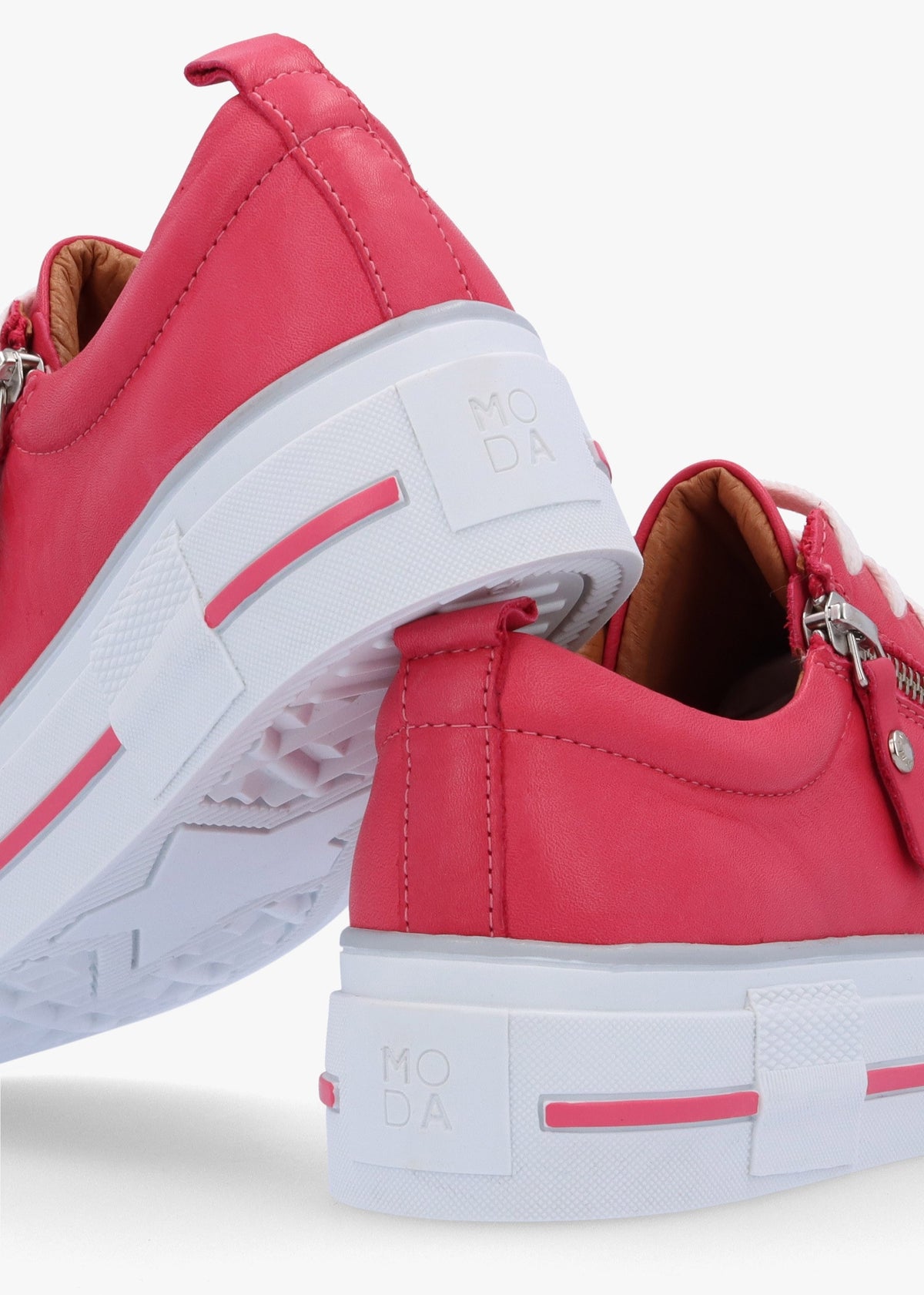 Filician Raspberry Leather Side Zip Trainers