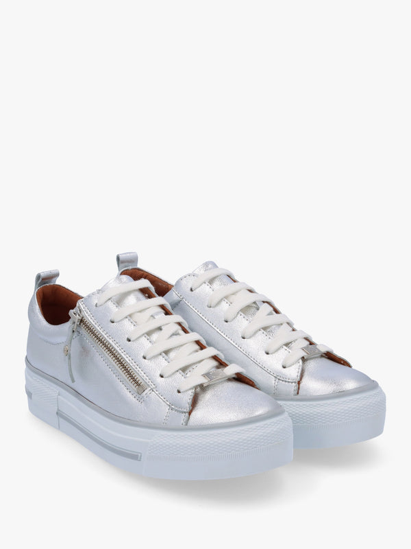 Filician Silver Metallic Leather Side Zip Trainers