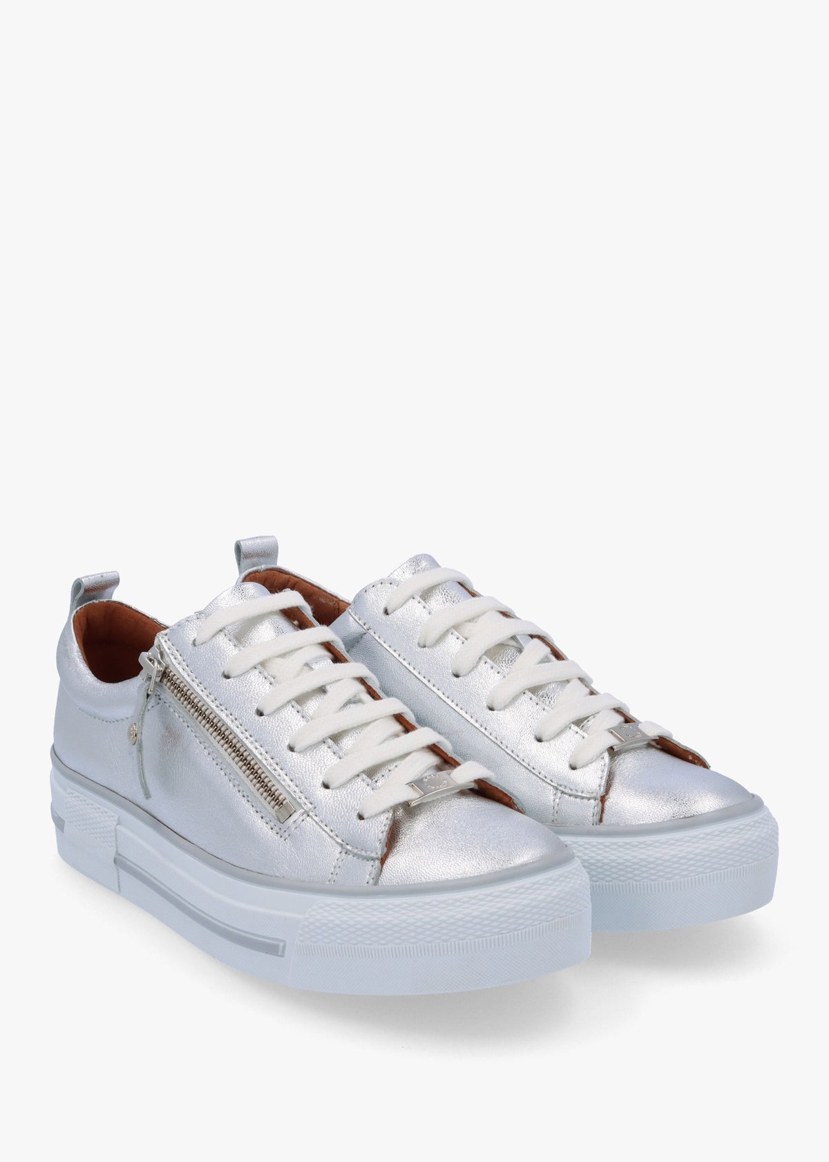 Filician Silver Metallic Leather Side Zip Trainers