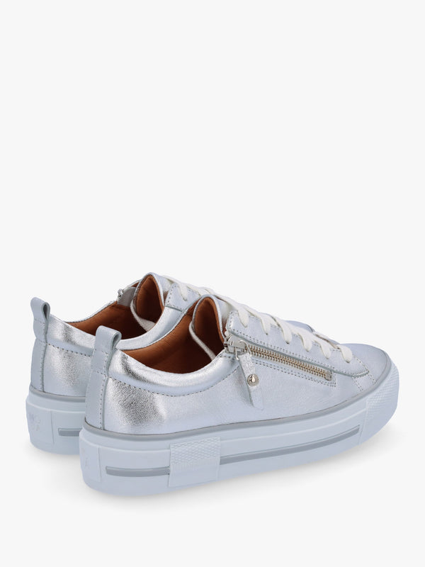 Filician Silver Metallic Leather Side Zip Trainers