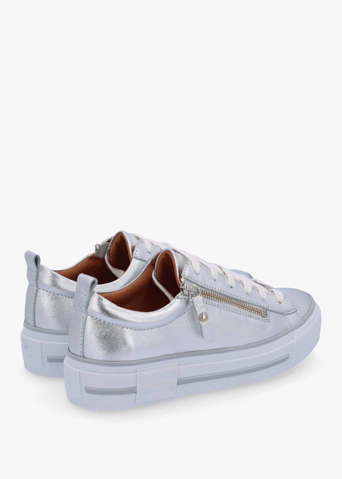 Filician Silver Metallic Leather Side Zip Trainers