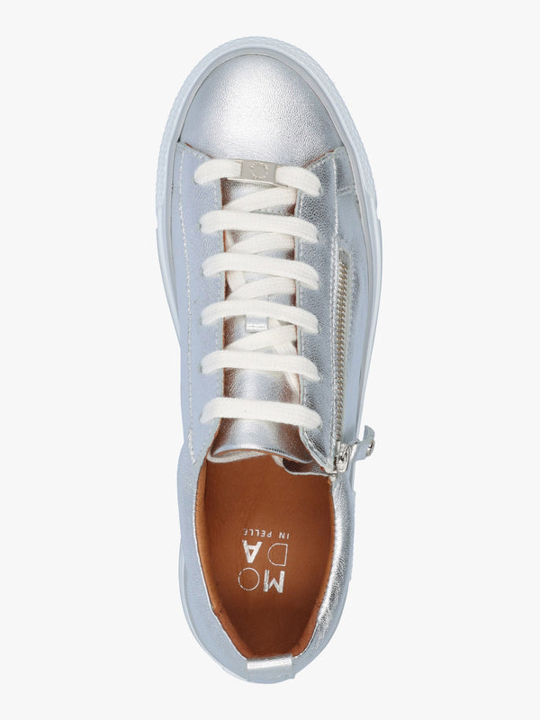 Filician Silver Metallic Leather Side Zip Trainers
