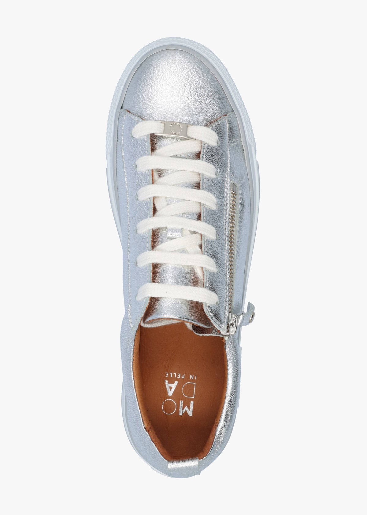Filician Silver Metallic Leather Side Zip Trainers