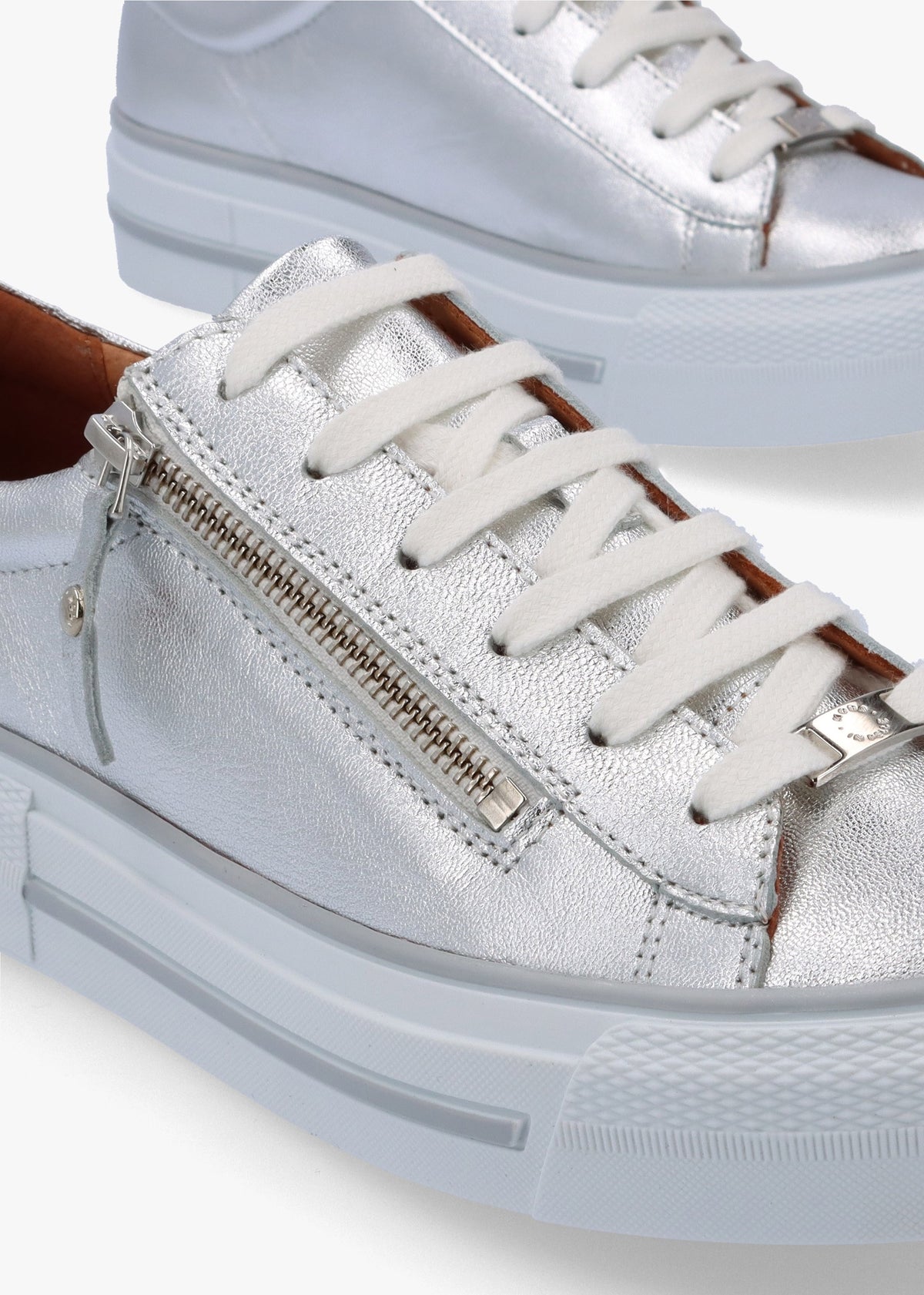 Filician Silver Metallic Leather Side Zip Trainers