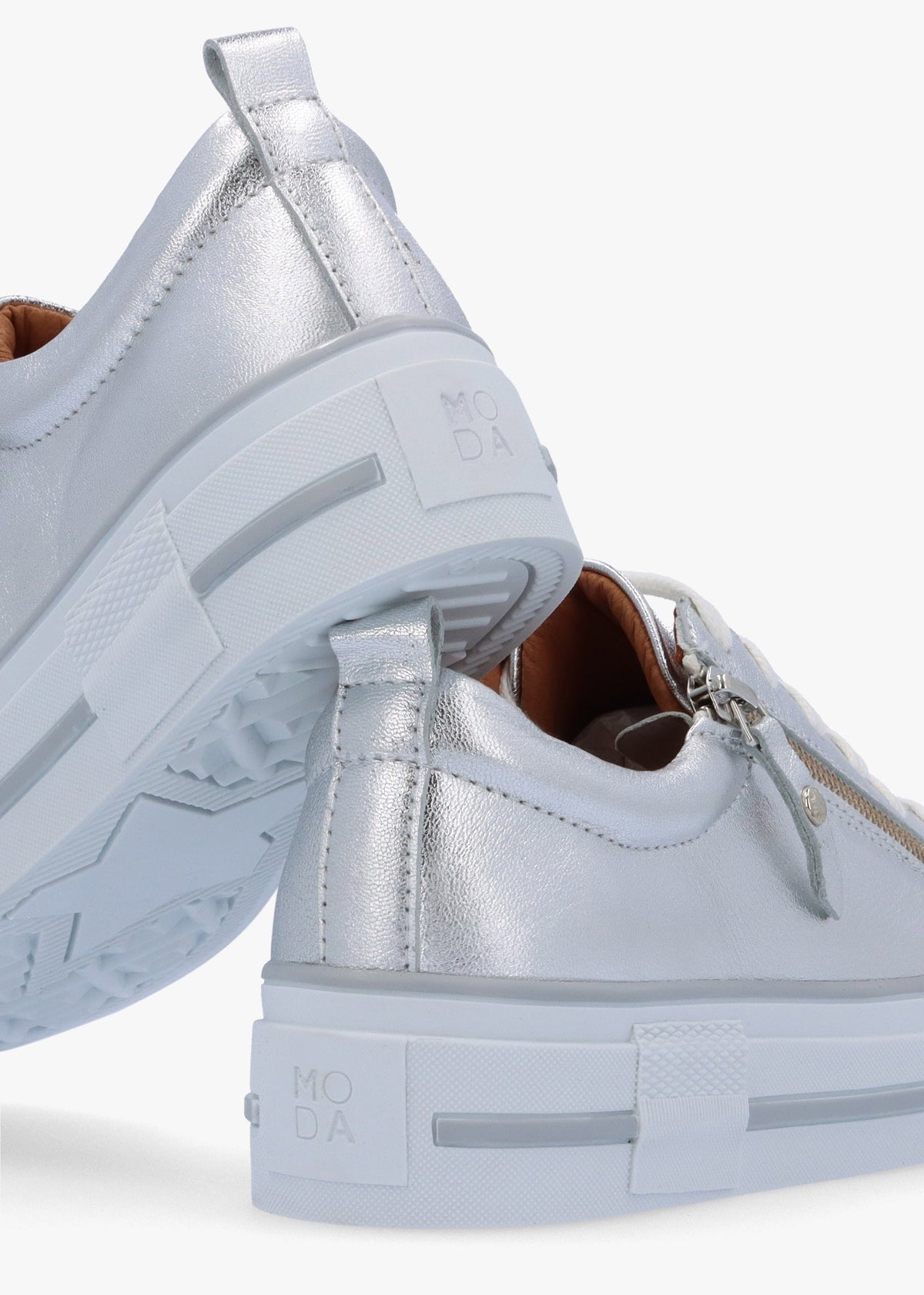 Filician Silver Metallic Leather Side Zip Trainers