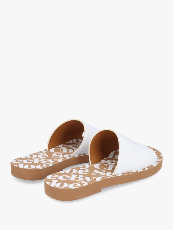 Essie White Leather Pool Sliders