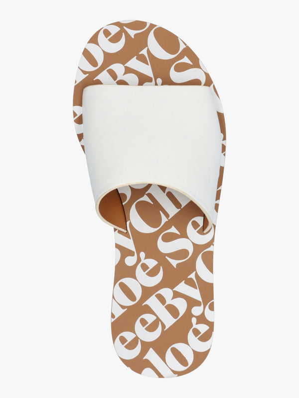 Essie White Leather Pool Sliders