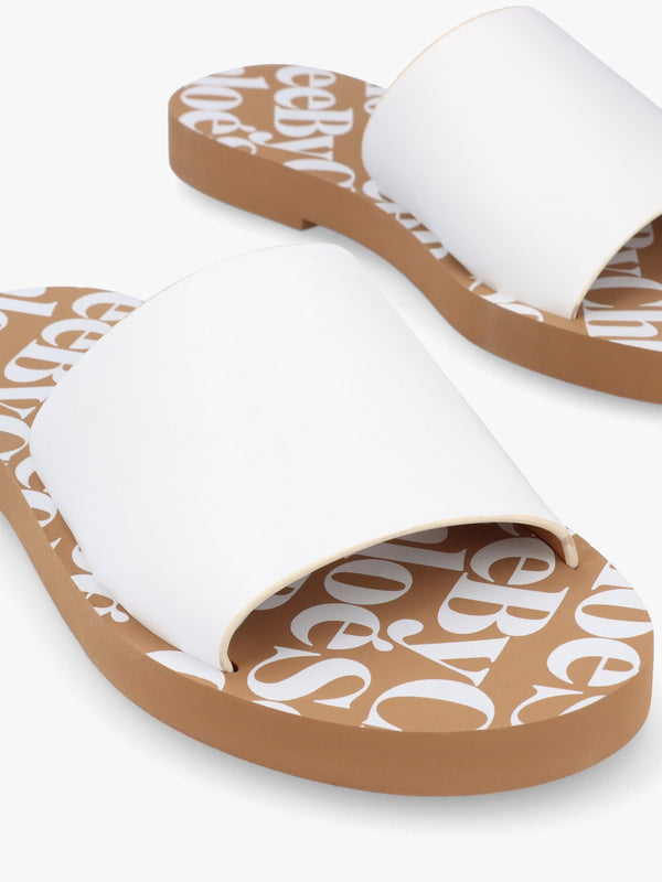 Essie White Leather Pool Sliders