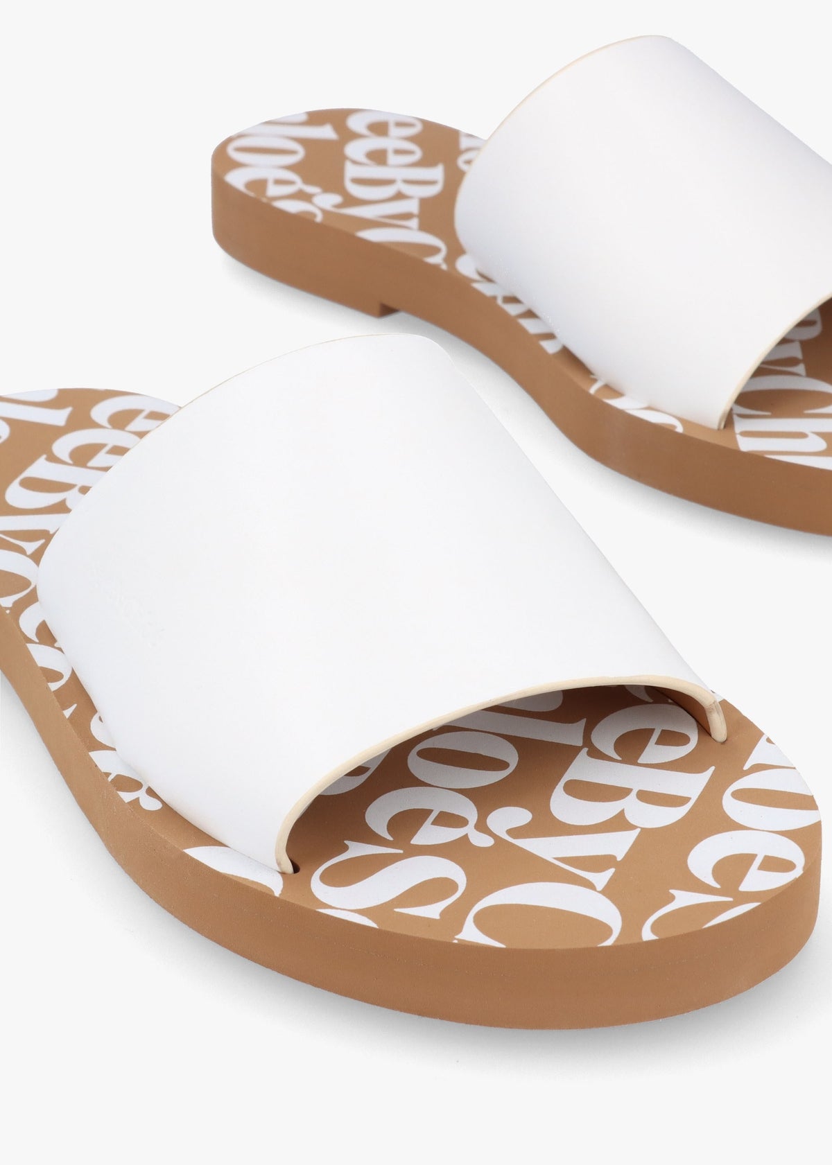 Essie White Leather Pool Sliders