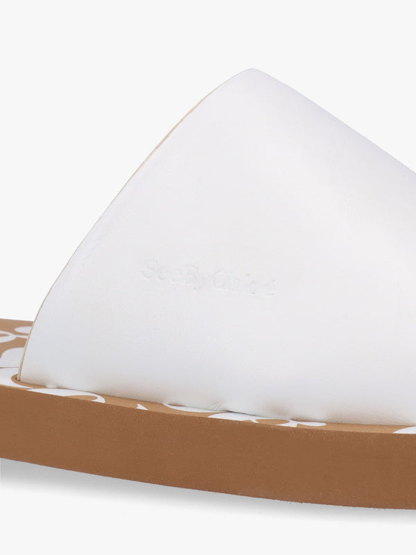 Essie White Leather Pool Sliders