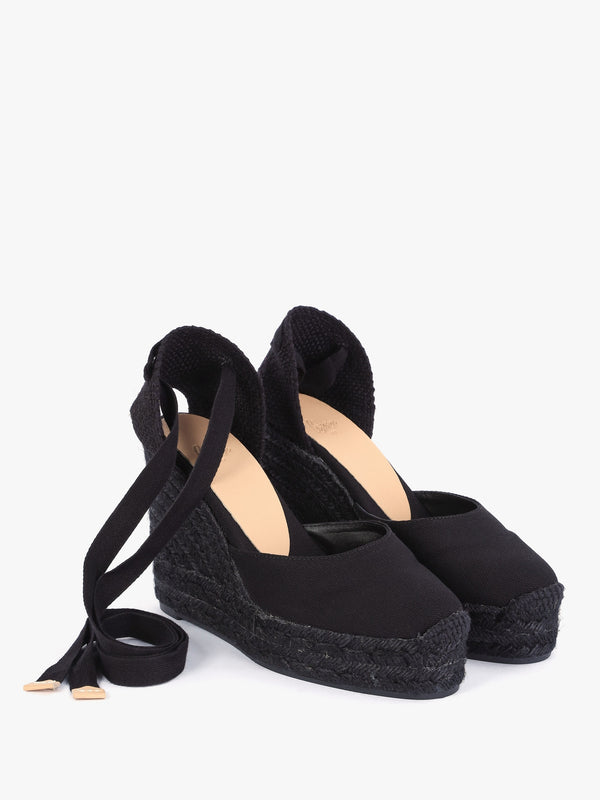 Carina Black Platform Wedge Espadrilles