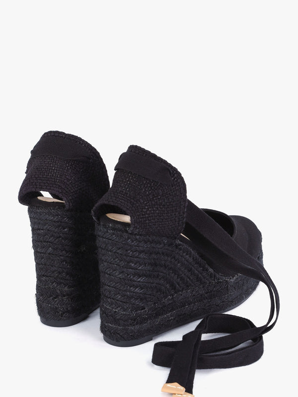 Carina Black Platform Wedge Espadrilles