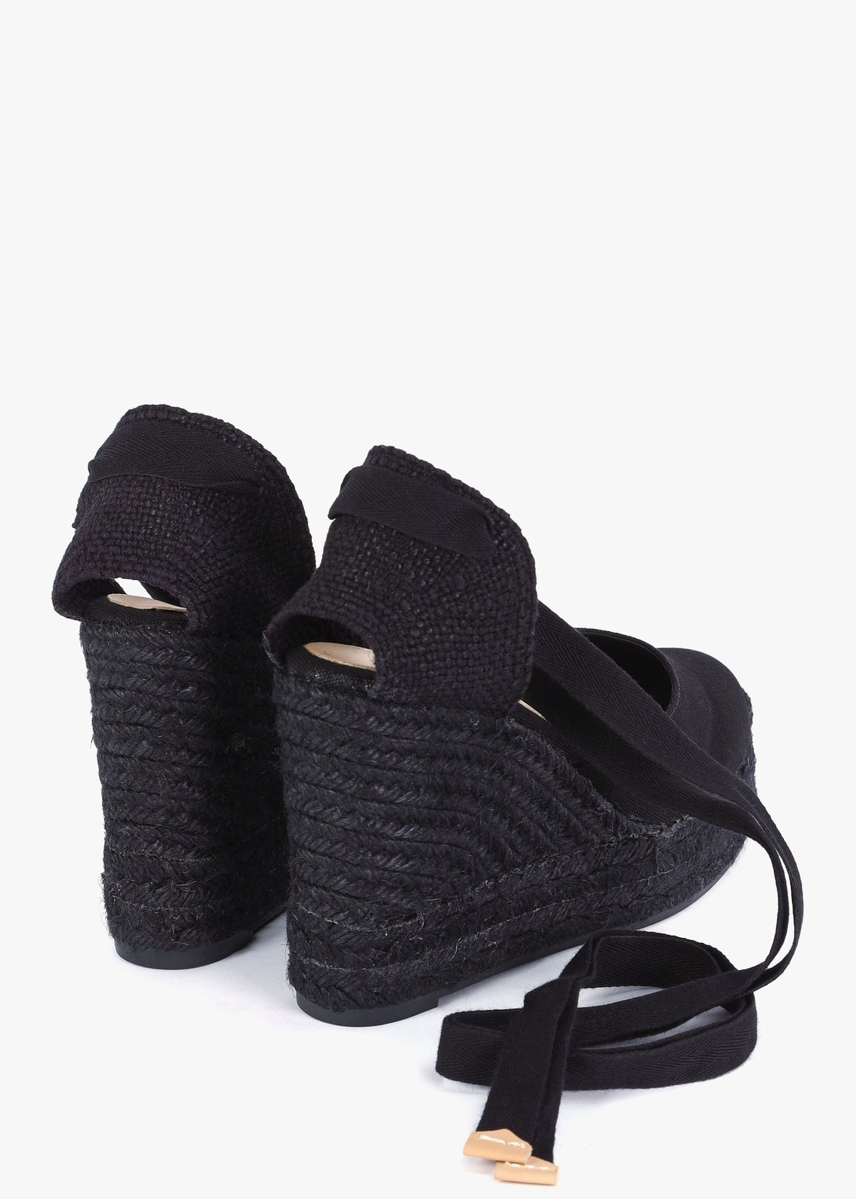 Carina Black Platform Wedge Espadrilles