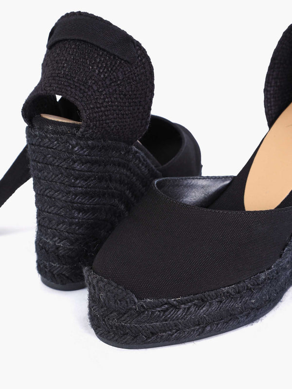 Carina Black Platform Wedge Espadrilles