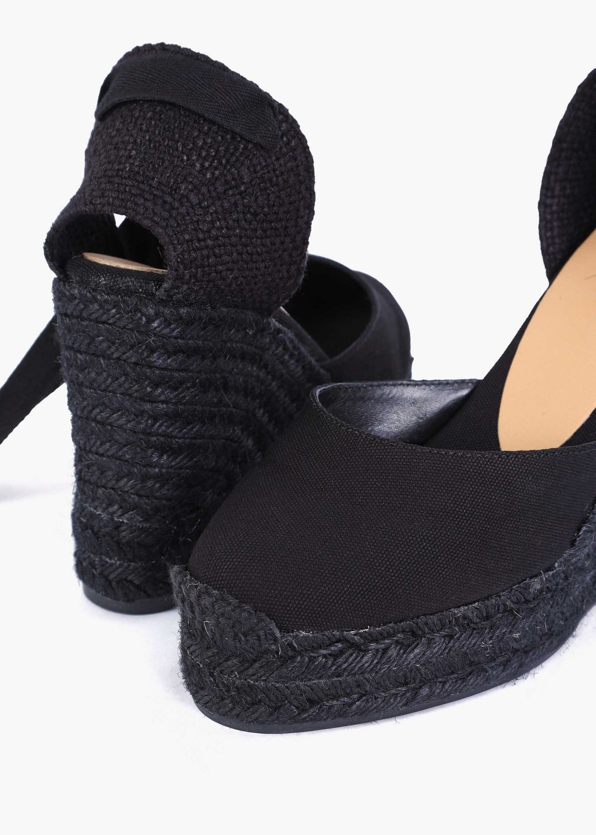 Carina Black Platform Wedge Espadrilles