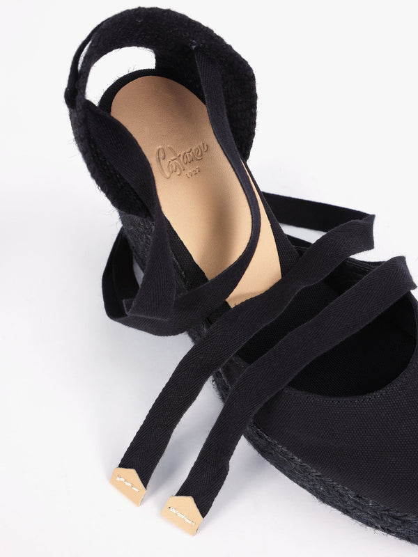 Carina Black Platform Wedge Espadrilles