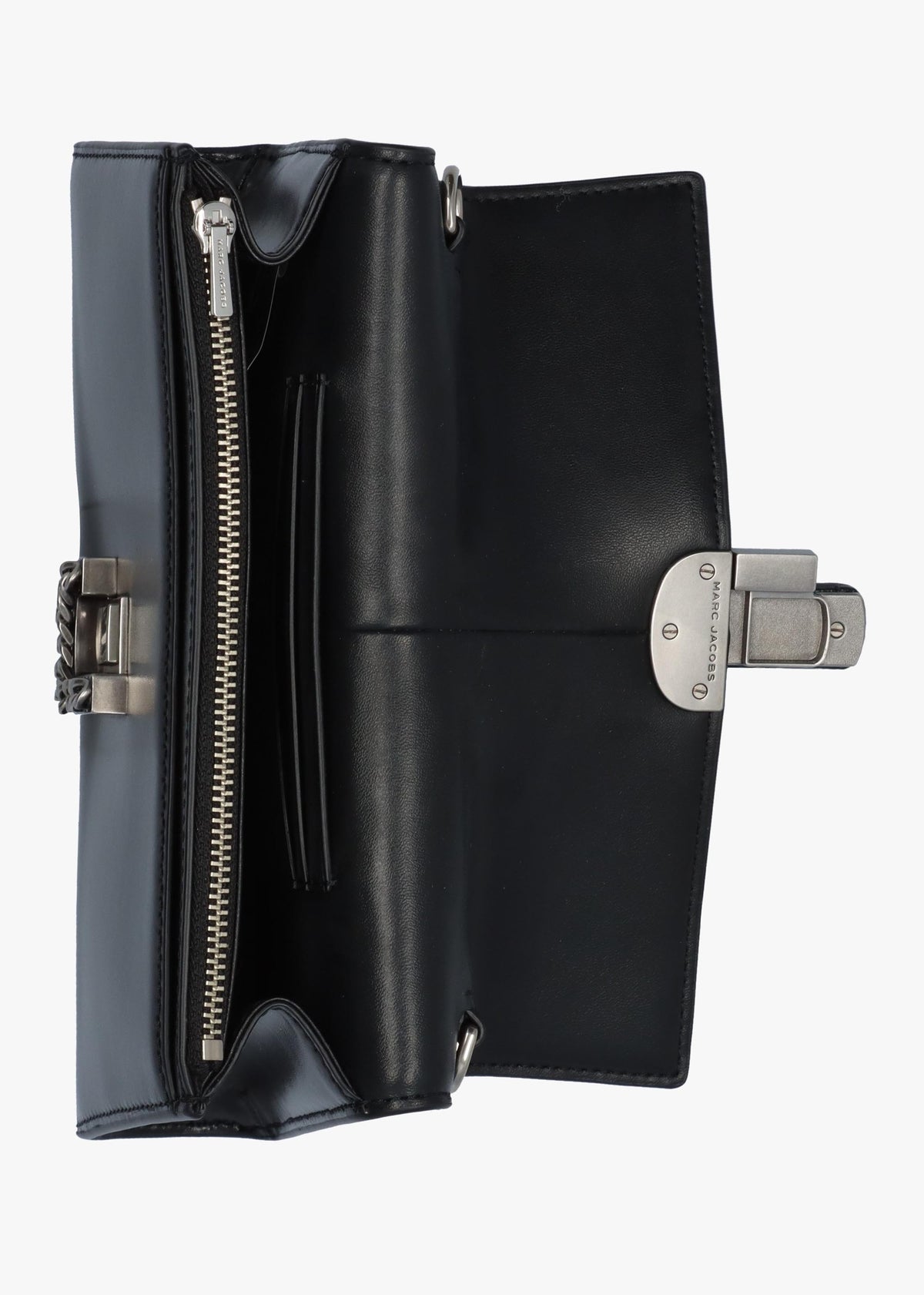 Marc Jacobs The ST. Marc Black Silver Leather Chain Wallet